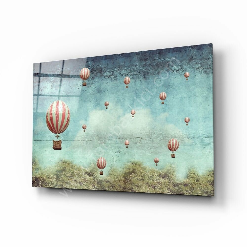 Uçan Balonlar Cam Tablo