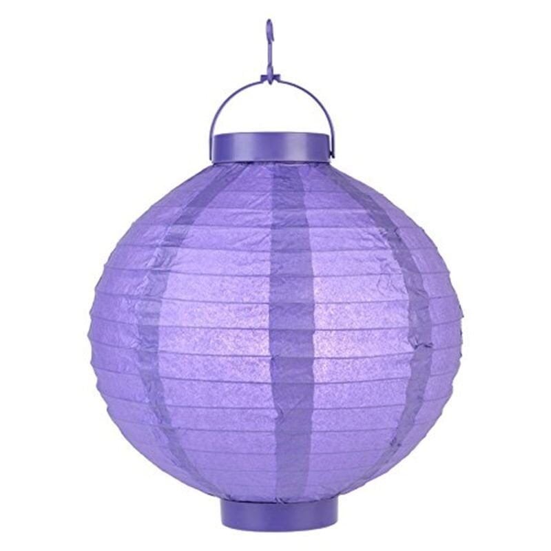 Led Işıklı 25 cm Kağıt Japon Feneri (Lila)
