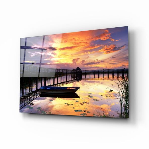 Rıhtımda Gün Batımı Cam Tablo
