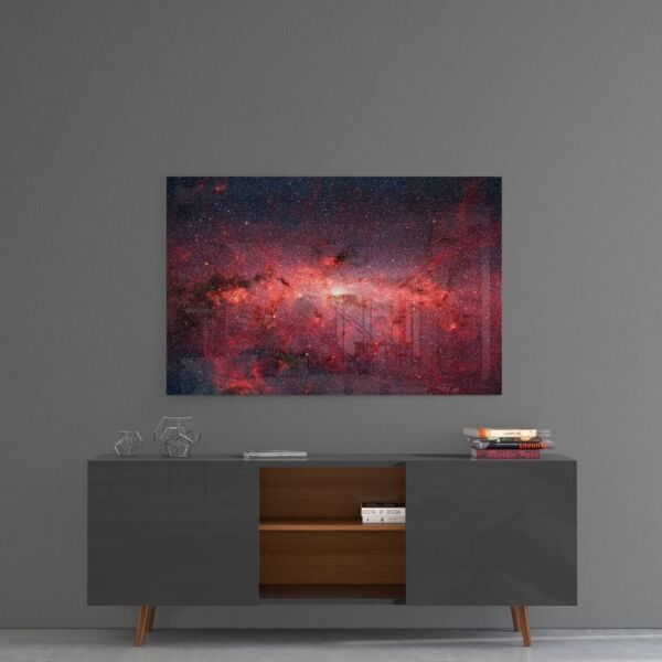 Kırmızı Nebula Cam Tablo