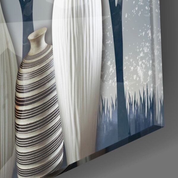 Vazolar ve Ağaçlar Cam Tablo