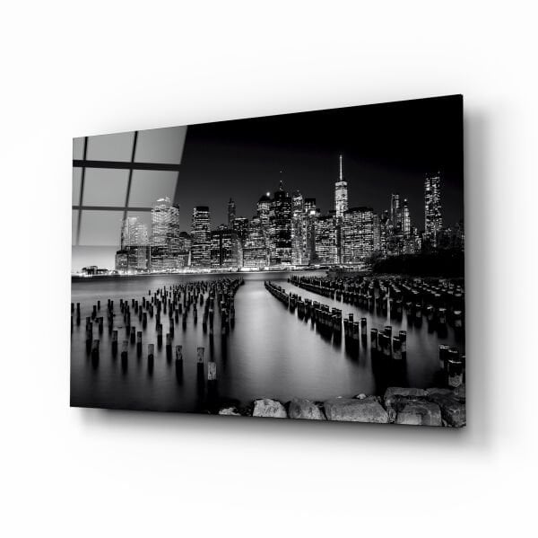 Şehrin Gecesi Cam Tablo