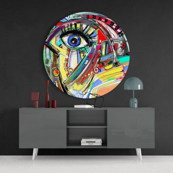 Soyut Karmaşa Cam Tablo