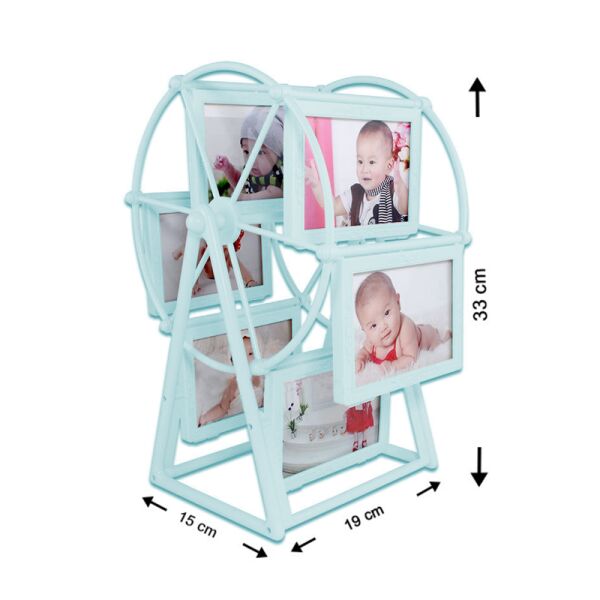 12 Fotoğraflı Mavi Dönme Dolap Çerçeve 19x15x33 cm