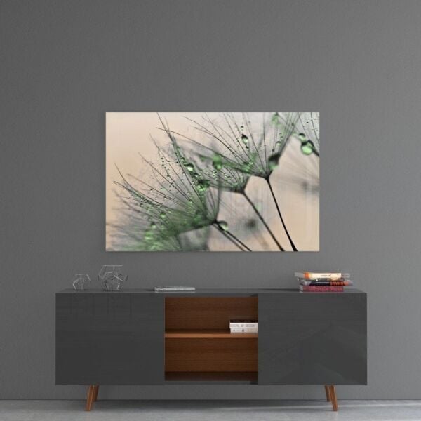 Yeşil Karahindiba Cam Tablo