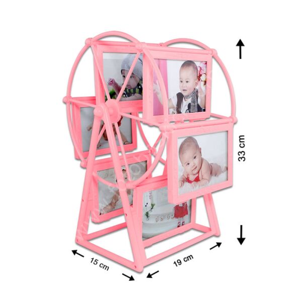 12 Fotoğraflı Pembe Dönme Dolap Çerçeve 19x15x33 cm
