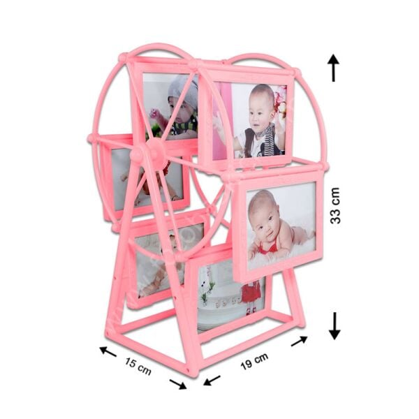 12 Fotoğraflı Pembe Dönme Dolap Çerçeve 19x15x33 cm