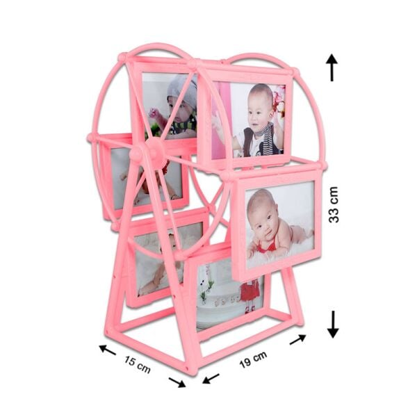12 Fotoğraflı Pembe Dönme Dolap Çerçeve 19x15x33 cm