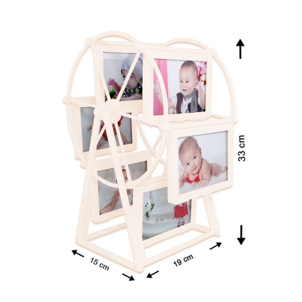 12 Fotoğraflı Beyaz Dönme Dolap Çerçeve 19x15x33 cm