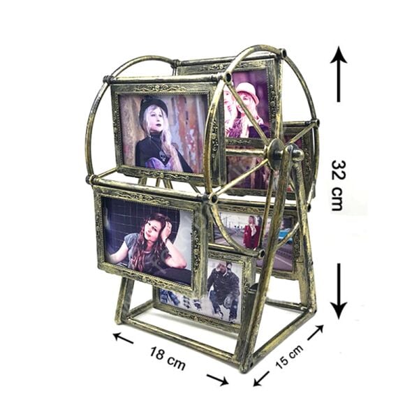 12 Fotoğraflı Eskitme Dönme Dolap Çerçeve 18x15x32 cm