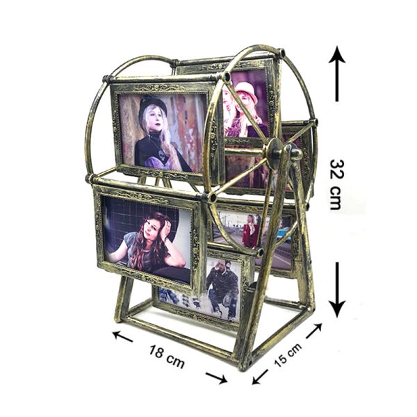 12 Fotoğraflı Eskitme Dönme Dolap Çerçeve 18x15x32 cm