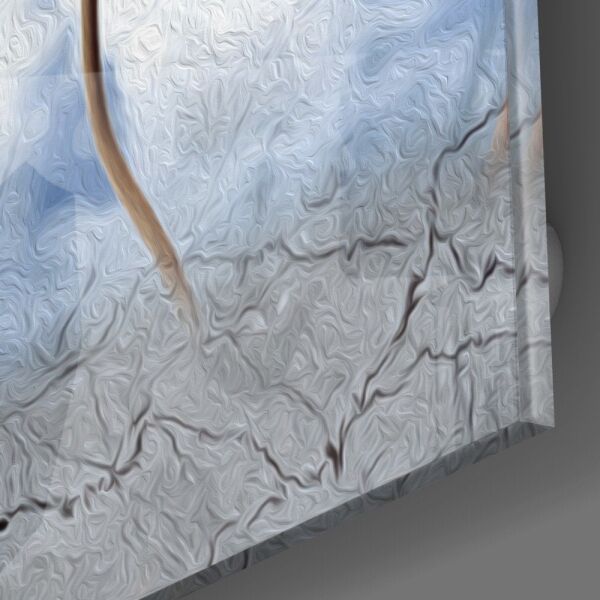 Mavi Çiçekler Cam Tablo