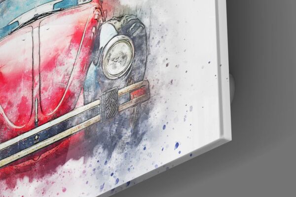 Kırmızı Vosvos Retro Cam Tablo