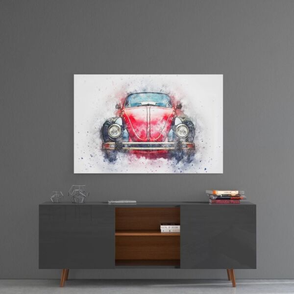 Kırmızı Vosvos Retro Cam Tablo