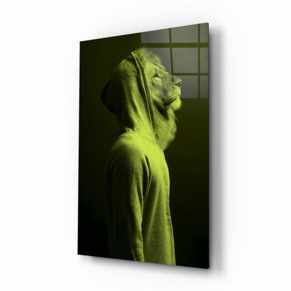 Yeşil Aslan Kafa Cam Tablo