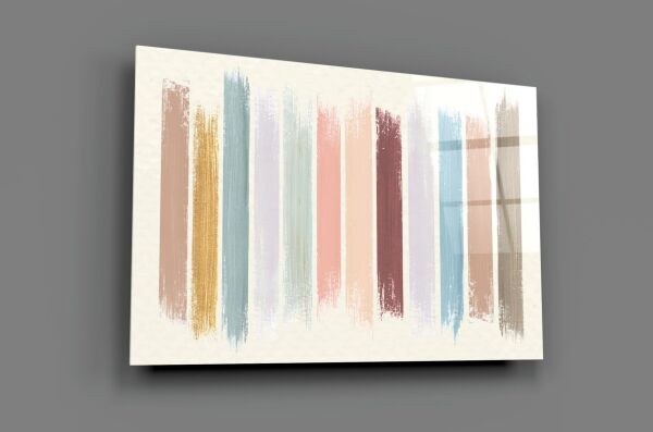 Renkli Çizgiler Cam Tablo
