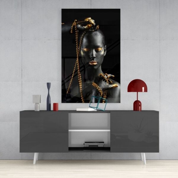 Altın Kadın Cam Tablo
