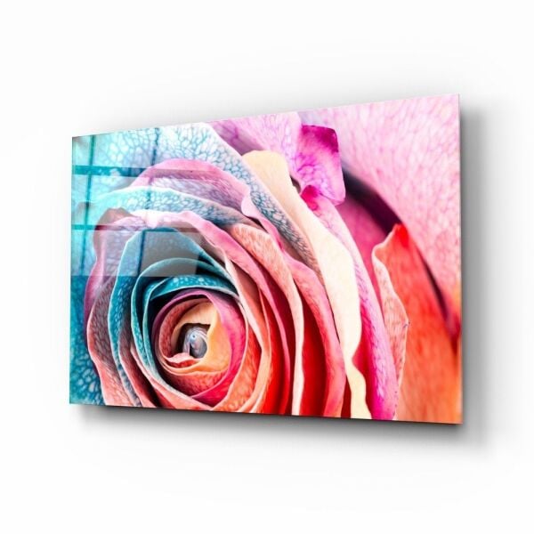 Renkli Gül Cam Tablo