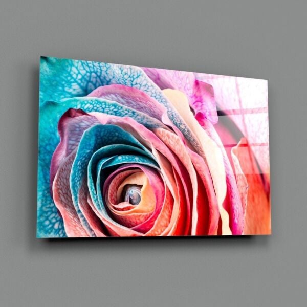 Renkli Gül Cam Tablo