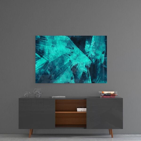 Yeşil Soyut Desen Cam Tablo