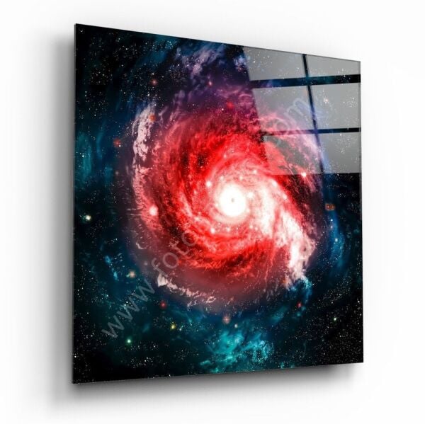 Sonsuzluk Kırmızı Uzay Cam Tablo
