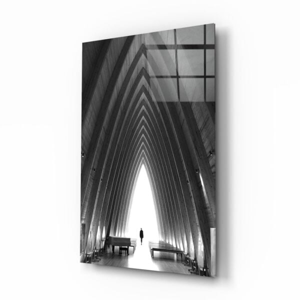 Gri Şehir Manzarası Cam Tablo