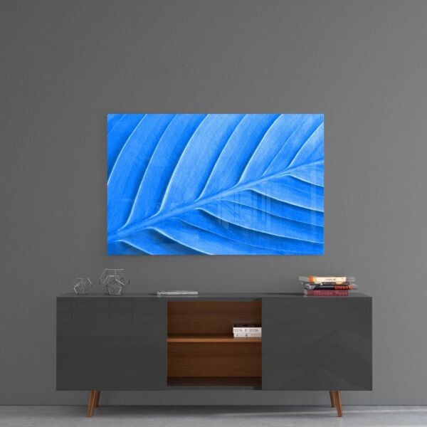 Mavi Yaprak Cam Tablo