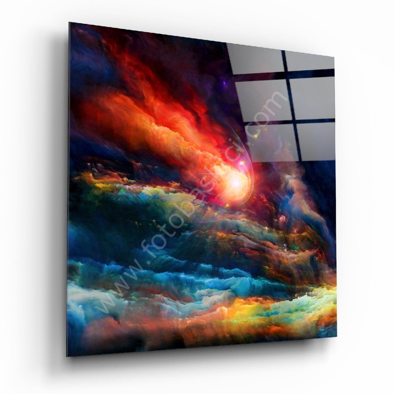 Uzayın Renkleri Cam Tablo