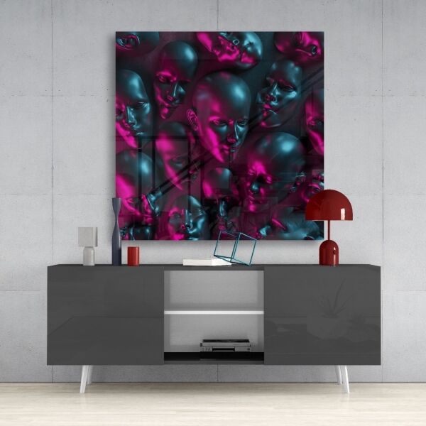 Metalik Yüzler Cam Tablo