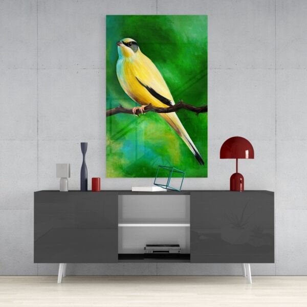 Sarı Asma Kuşu Cam Tablo