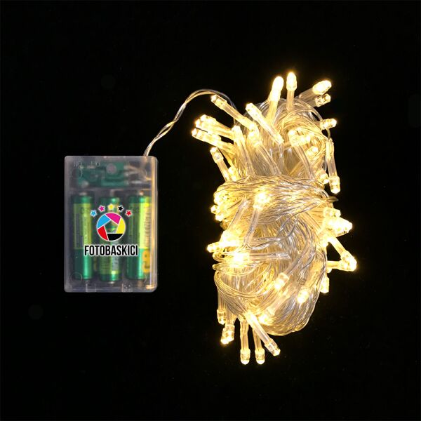 10 Metre Şeffaf Kablolu Pilli Led Işık (Günışığı)