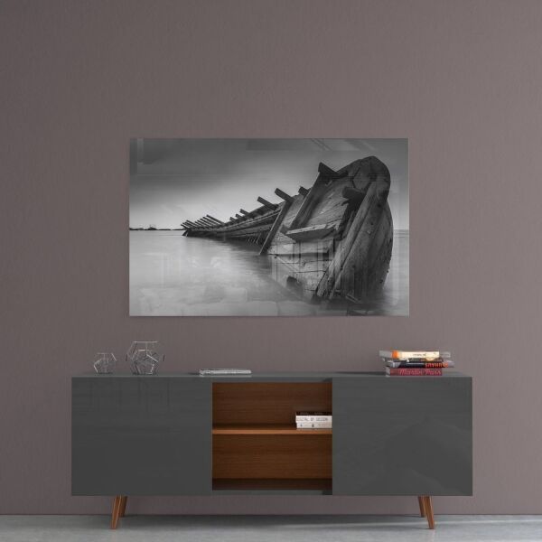 Gemi Enkazı Cam Tablo