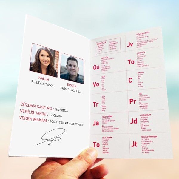 Kişiye Özel Fotoğraflı Uluslararası Sevgili Cüzdanı