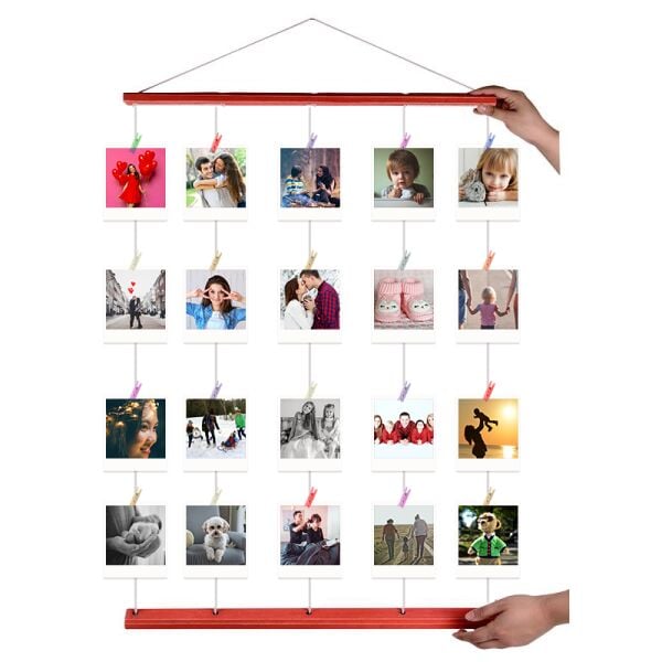 Işıklı ve Mandallı Kişiye Özel Fotoğraf Askısı 58x100 cm