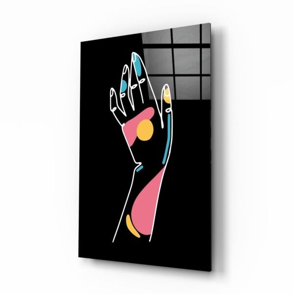 Soyut Renkli El Cam Tablo