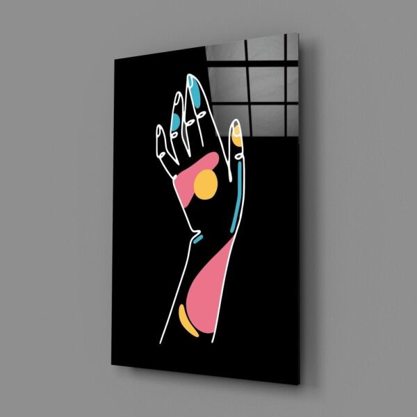 Soyut Renkli El Cam Tablo