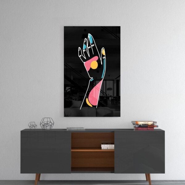 Soyut Renkli El Cam Tablo