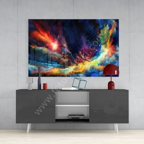 Renkli Uzay Cam Tablo