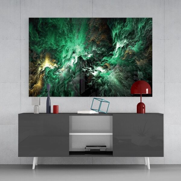 Yeşil Uzay Cam Tablo