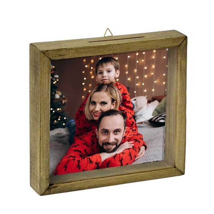 Doğal Ahşap (Eskitme) Anı Kumbara Fotoğraf Çerçevesi