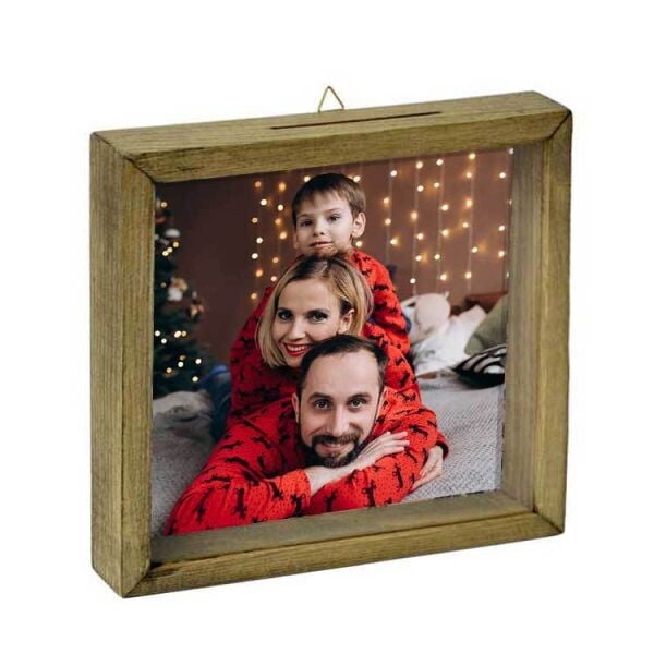 Doğal Ahşap (Eskitme) Anı Kumbara Fotoğraf Çerçevesi