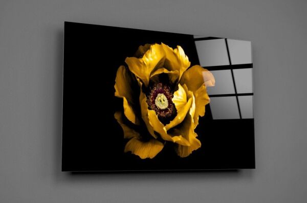 Sarı Çiçek Cam Tablo