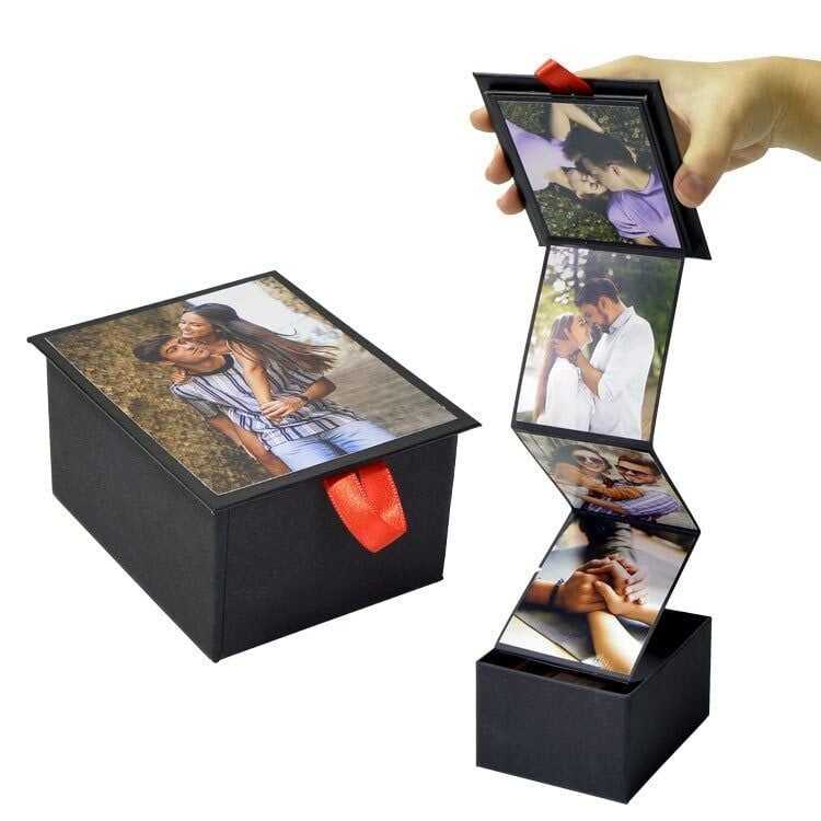 10 Fotoğraflı Siyah Akordiyon Hediye Kutusu