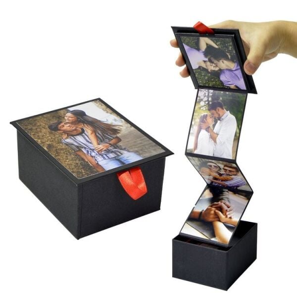 10 Fotoğraflı Siyah Akordiyon Hediye Kutusu