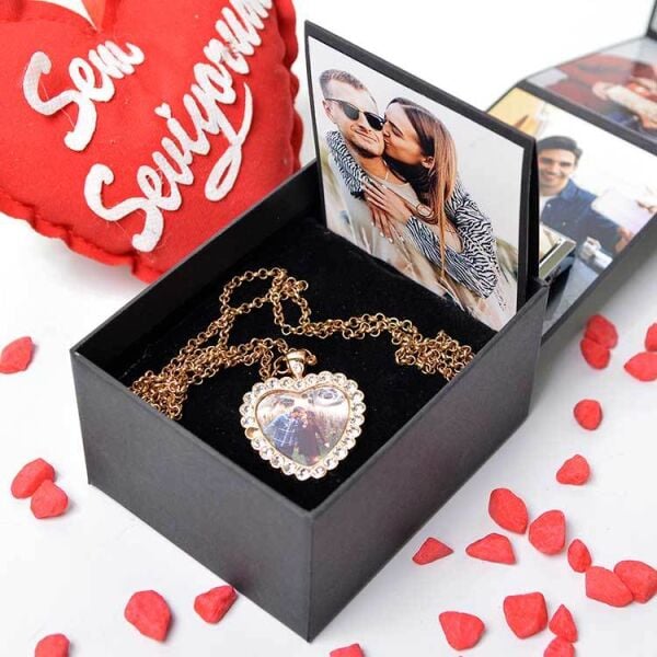 10 Fotoğraflı Siyah Akordiyon Hediye Kutusu