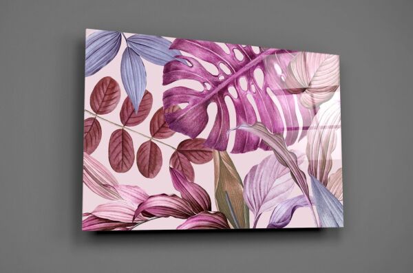 Tropik Yapraklar Cam Tablo