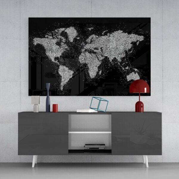 Dünya Haritası Cam Tablo
