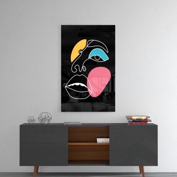 Soyut Renkli Yüz Cam Tablo