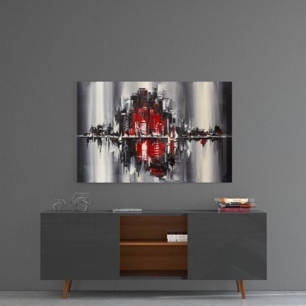 Şehrin Yansıması Cam Tablo