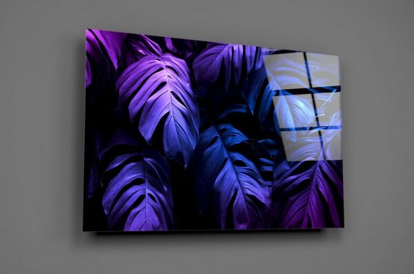 Tropik Yapraklar Cam Tablo